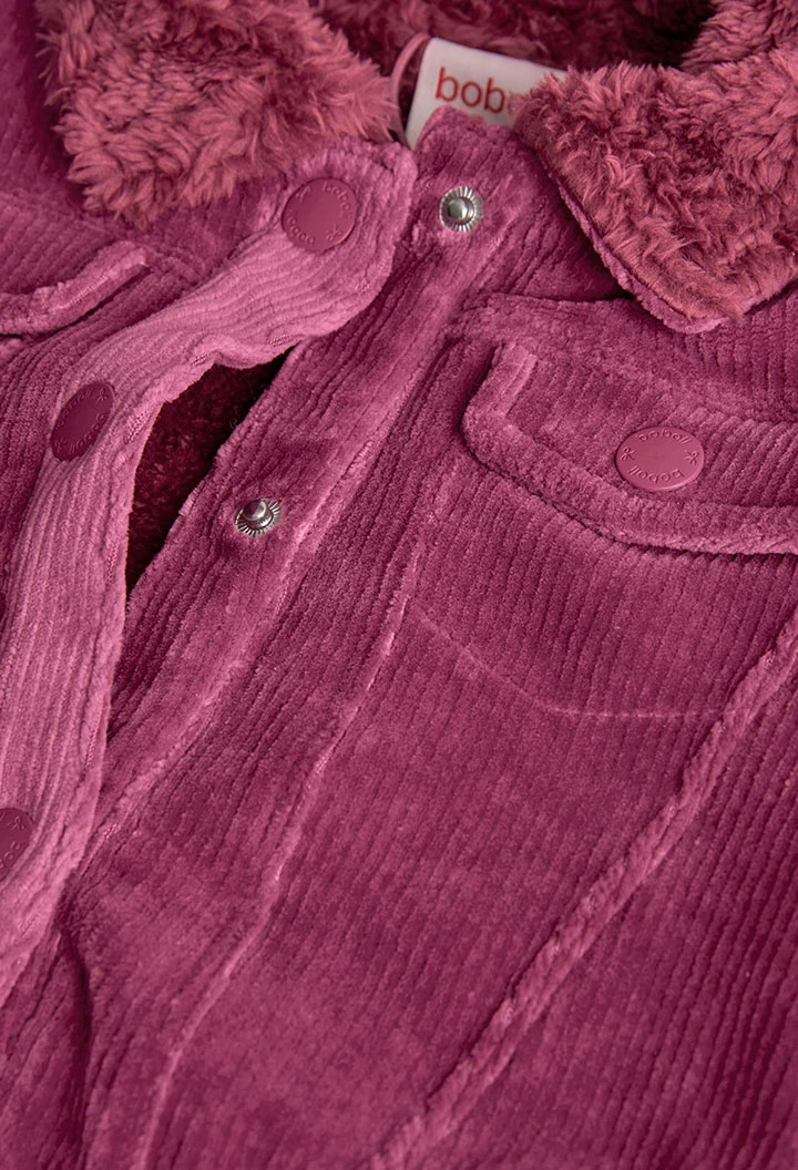 Mädchen-Cordjacke in Erdbeerfarbe