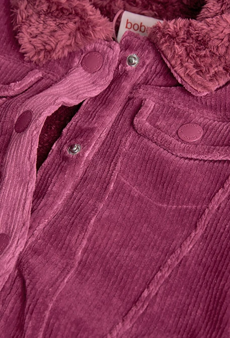 Mädchen-Cordjacke in Erdbeerfarbe