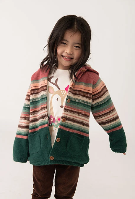 Veste fille à rayures multicolores