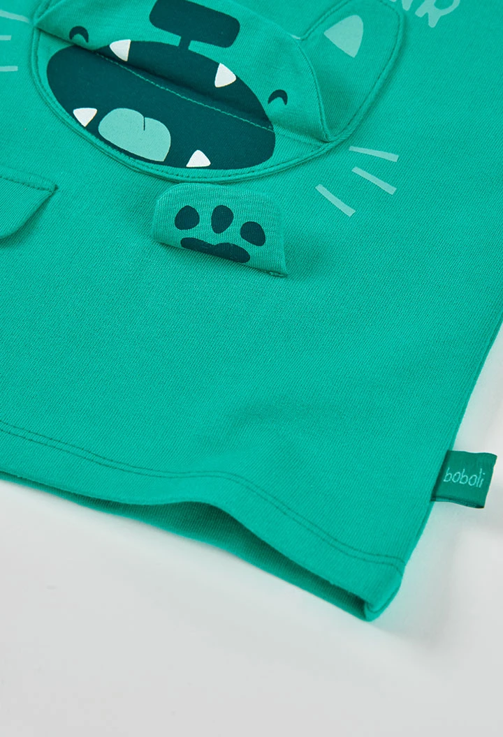 Green knitted baby boy set