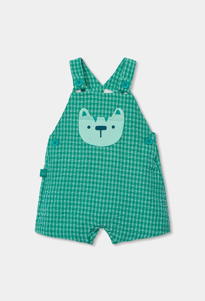 Baby set dungarees and checked cotton t-shirt