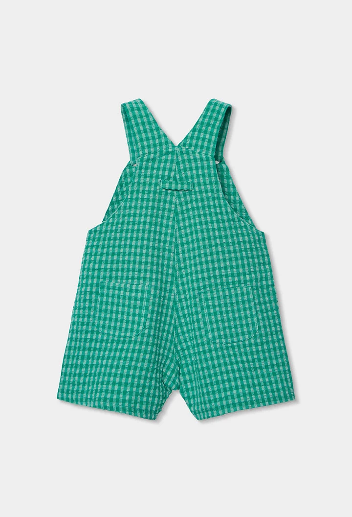 Baby set dungarees and checked cotton t-shirt