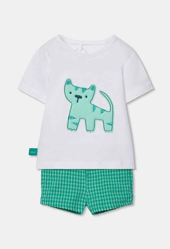 Conjunto bebé algodón blanco y verde