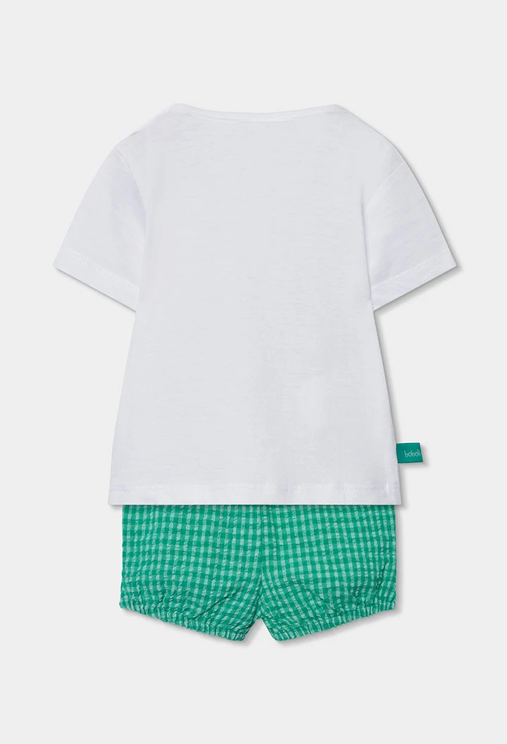 Completo in cotone per neonato bianco e verde