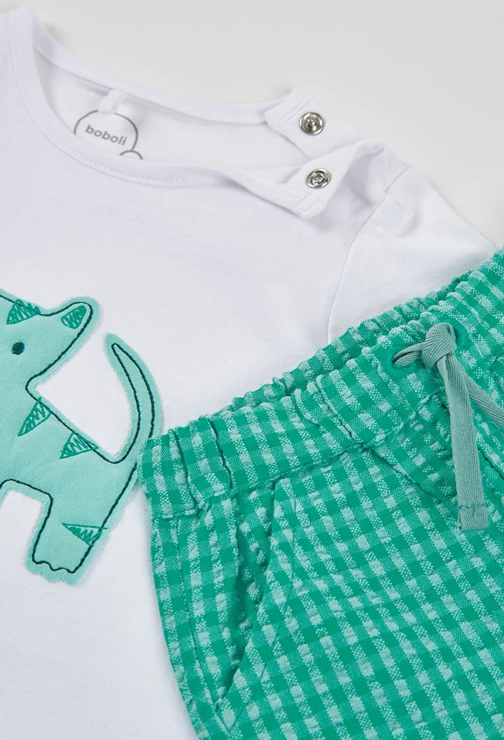 Conjunto bebé algodón blanco y verde