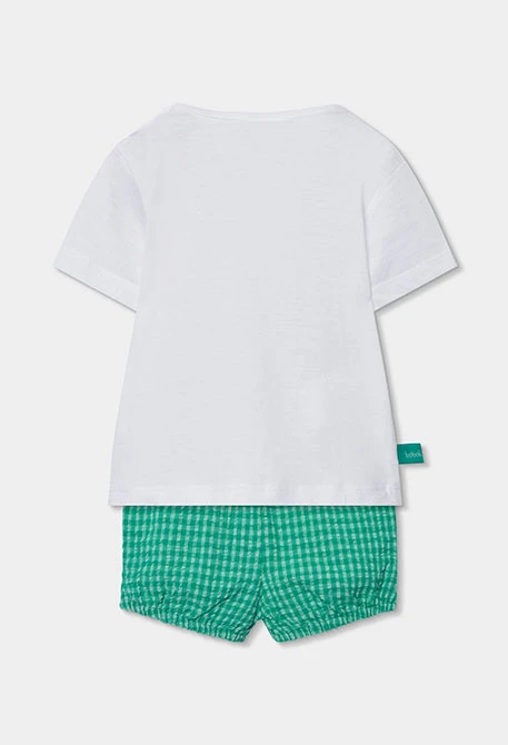 Completo in cotone per neonato bianco e verde