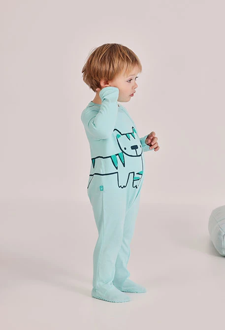 Grüner Strick-Schlafanzug für Babys