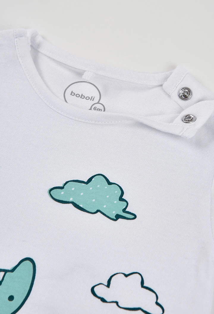 Pyjama bébé en coton couleur blanche