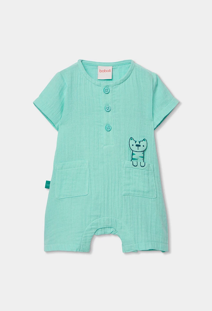 Grenouillère bébé coton vert