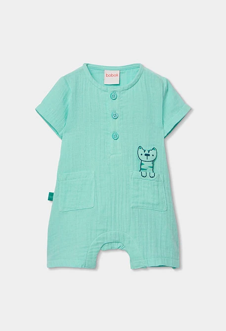 Grenouillère bébé coton vert