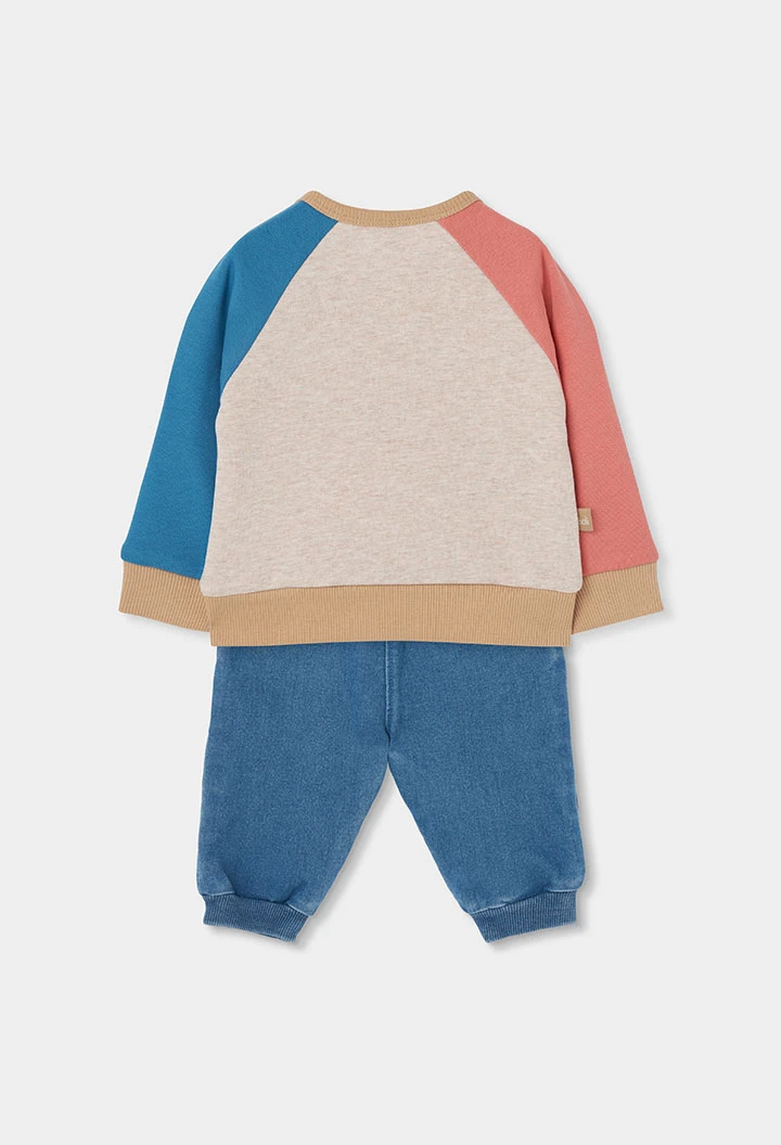 Ensemble en maille bébé garçon blanc brodé d\'ours