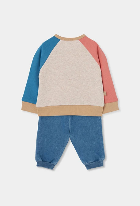 Ensemble en maille bébé garçon blanc brodé d\'ours