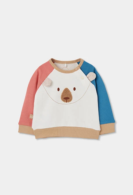 Ensemble en maille bébé garçon blanc brodé d\'ours