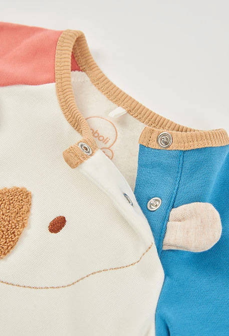 Ensemble en maille bébé garçon blanc brodé d\'ours