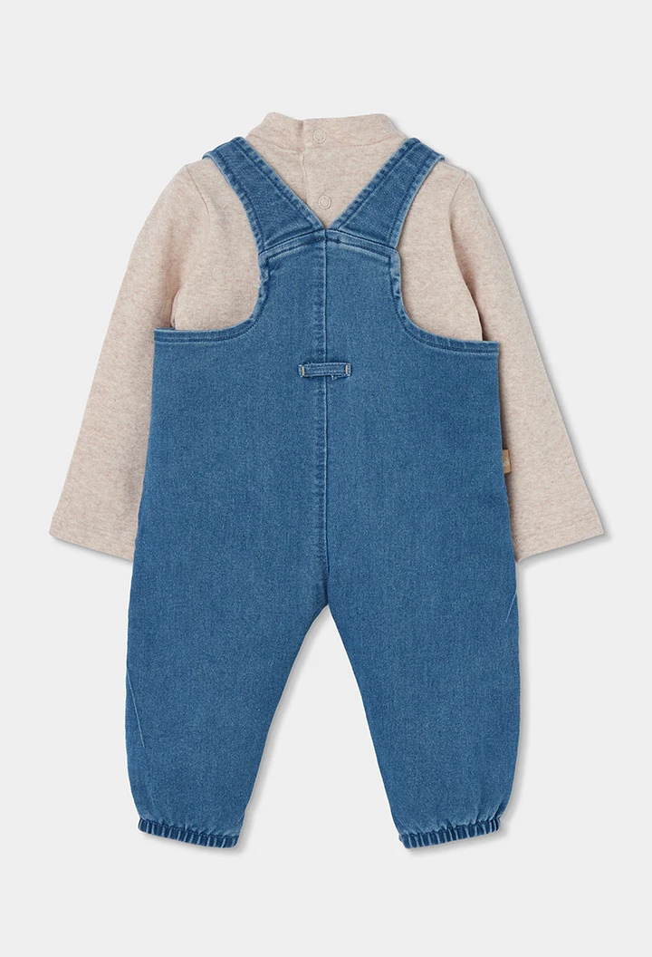 Ensemble denim bébé garçon bleu brodé d\'ours