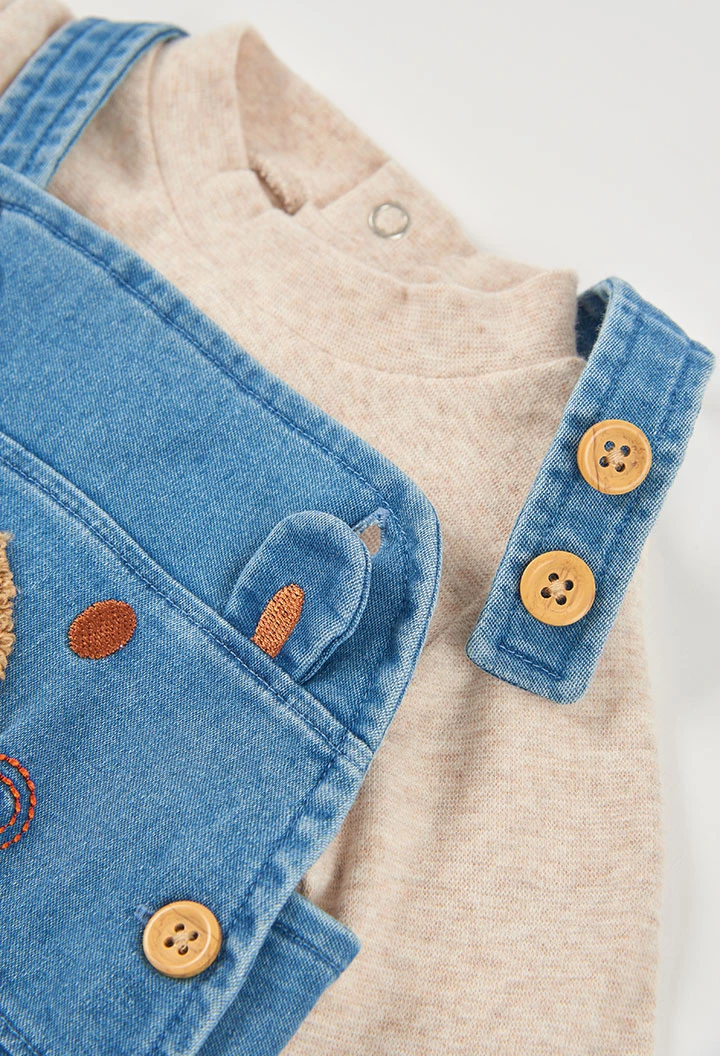 Ensemble denim bébé garçon bleu brodé d\'ours