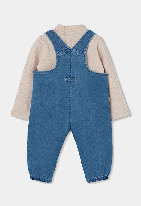 Ensemble denim bébé garçon bleu brodé d\'ours