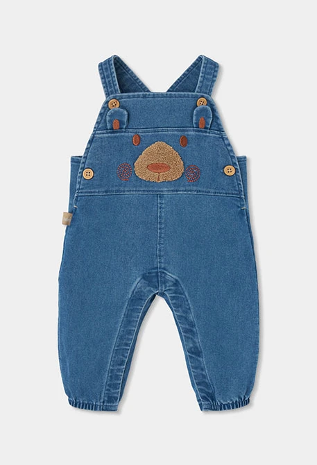 Ensemble denim bébé garçon bleu brodé d\'ours