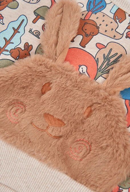 Ensemble en maille bébé garçon imprimé forêt avec lapin