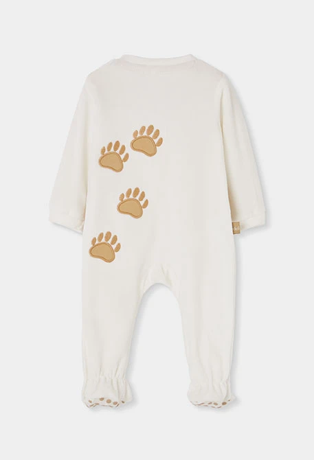 Grenouillère bébé blanche brodée ours