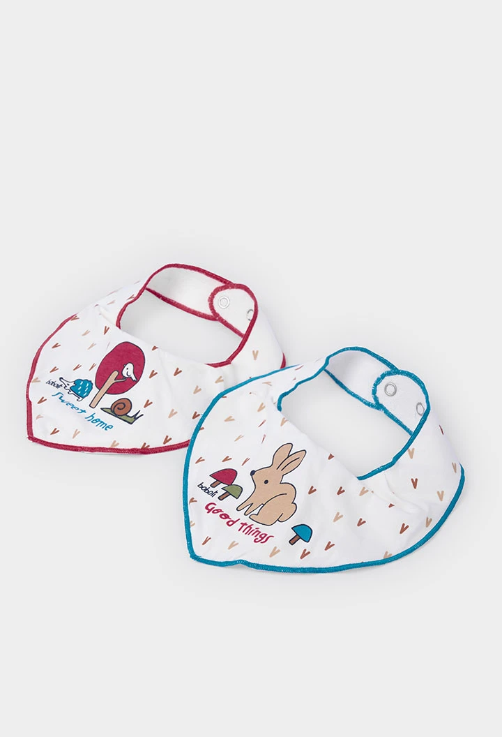 Pack 2 baberos bebé blanco estampado animales