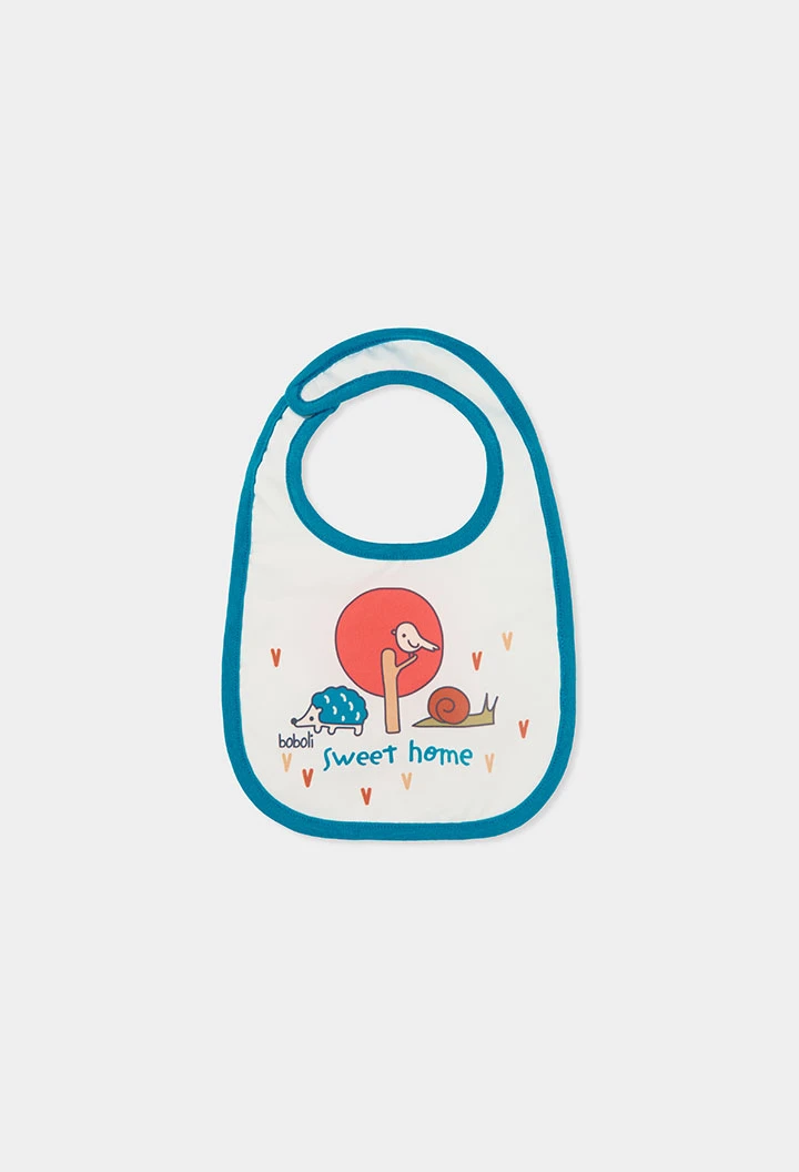 Pack 2 white baby bibs with animal print