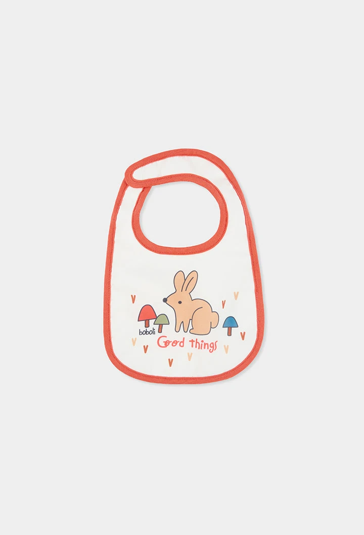 Pack 2 white baby bibs with animal print