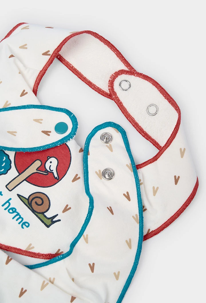 Pack 2 white baby bibs with animal print
