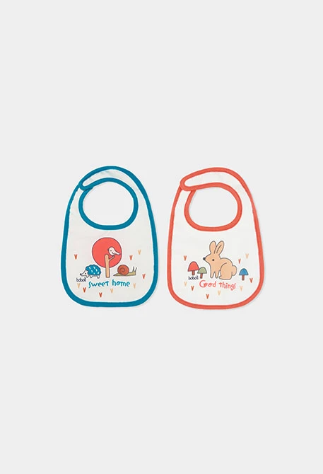 Pack 2 bavaglini neonato bianco stampa animali