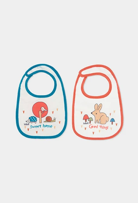 Pack 2 bavoirs bébé blanc imprimé animaux