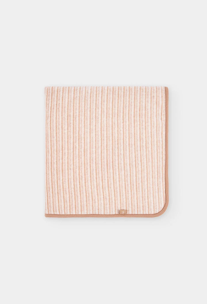 Pink striped forest print baby blanket