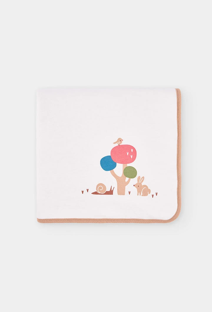 Coperta neonato a righe rosa stampa foresta