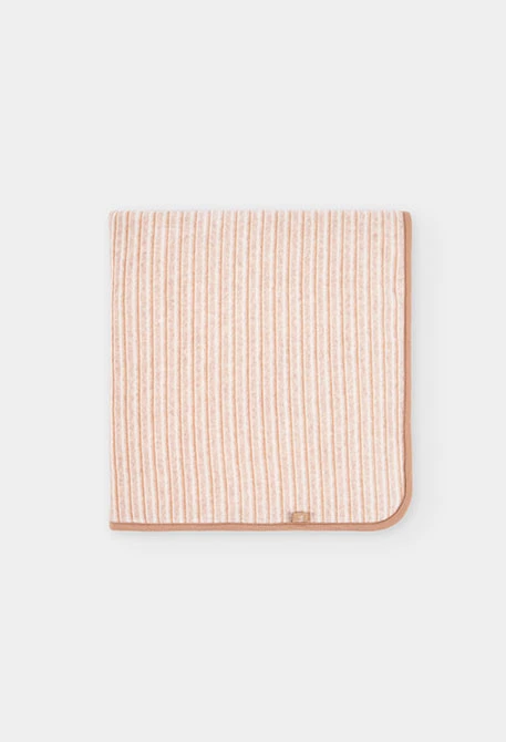 Pink striped forest print baby blanket