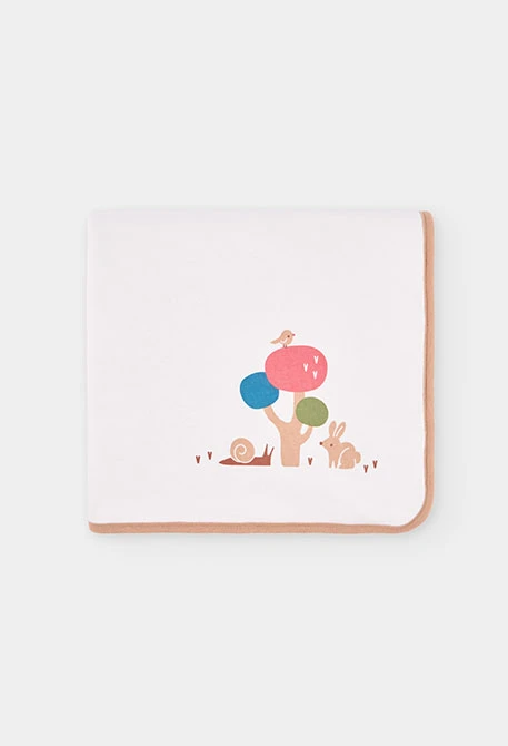 Manta bebé listada rosa estampado bosque