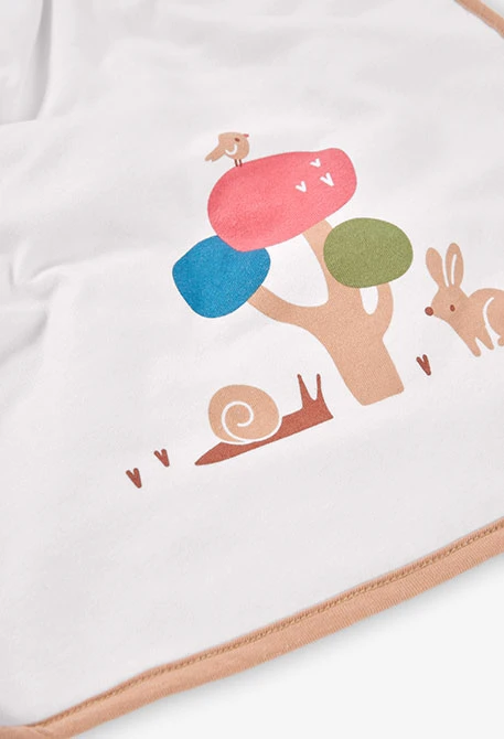 Pink striped forest print baby blanket