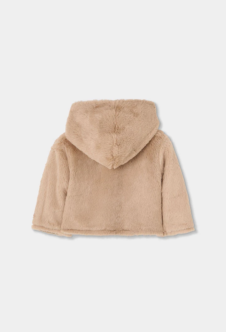 Chaqueta punto bebé marrón reversible a rayas