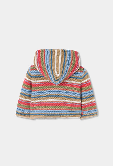 Wendbare gestreifte Baby-Strickjacke in Braun