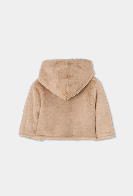 Chaqueta punto bebé marrón reversible a rayas