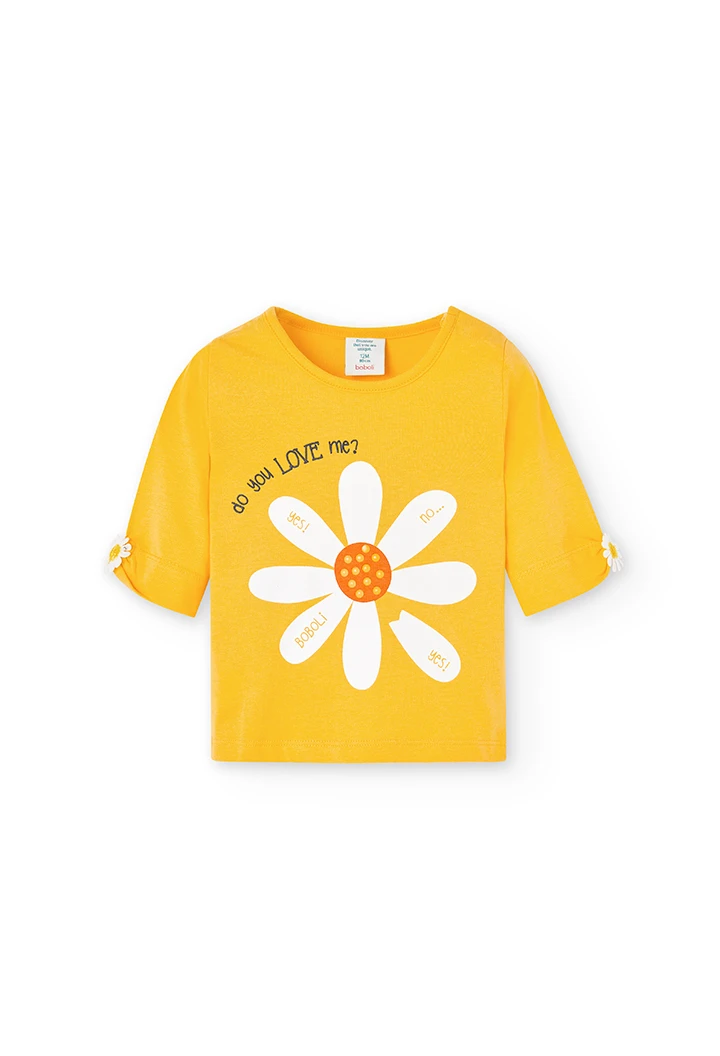 Camiseta punto "Flor" de bebé niña