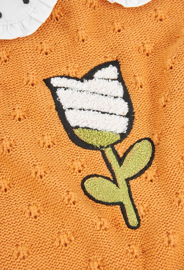 Jersey tricotosa de bebé niña color mostaza