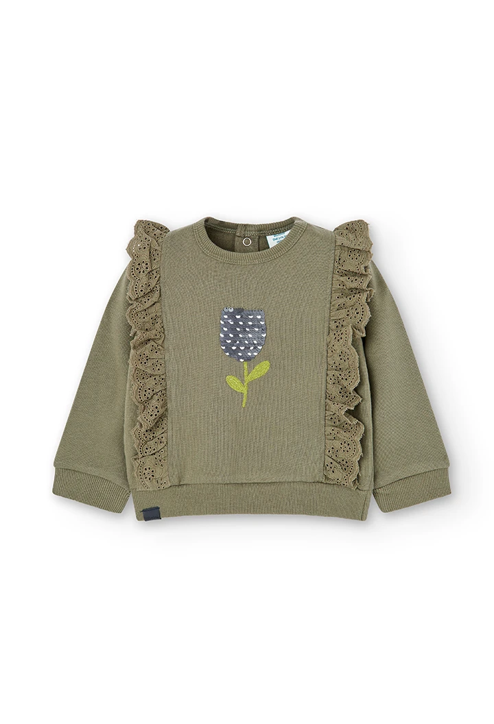 Fleece sweatshirt for baby girl -BCI