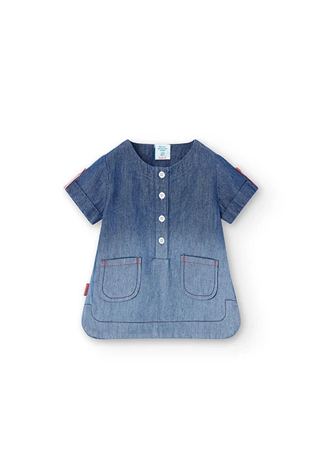 Jeans- Bluse für Baby-Mädchen, in Farbe Blau