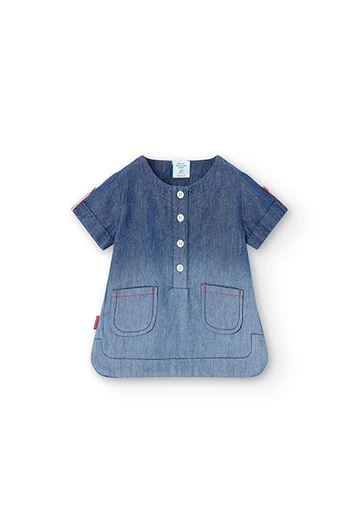 Jeans- Bluse für Baby-Mädchen, in Farbe Blau