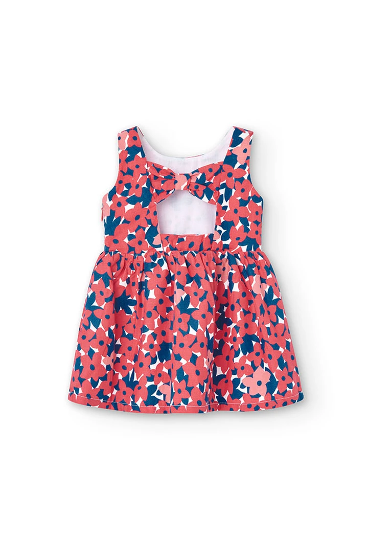 Baby girl's flower print satin dress