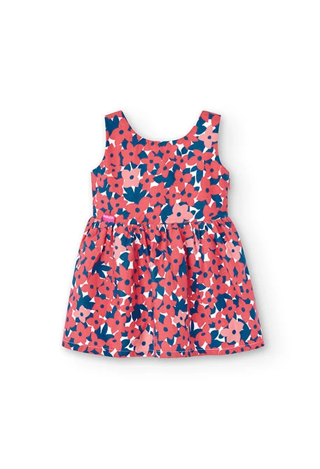 Baby girl's flower print satin dress