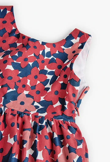 Baby girl\'s flower print satin dress