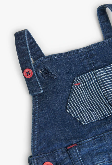 Baby girl's stretch denim pinafore in blue