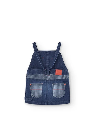 Baby girl\'s stretch denim pinafore in blue
