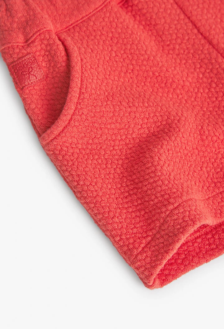 Combinaison tricotée gaufrée fille, rouge