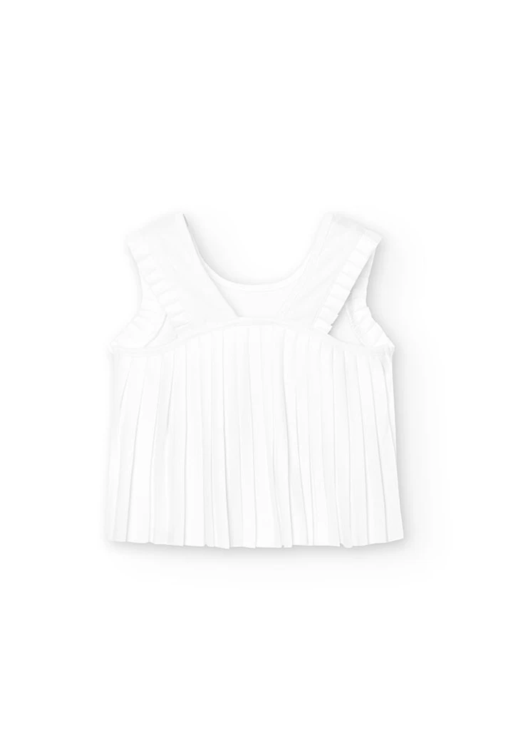 Camiseta blanca de punto de bebé niña